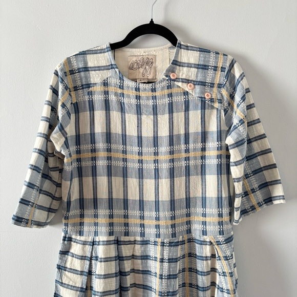 Ace & Jig Roxie Dress Short-Sleeve Knee-Length Buttons Plaid Print Checkered - Picture 2 of 7